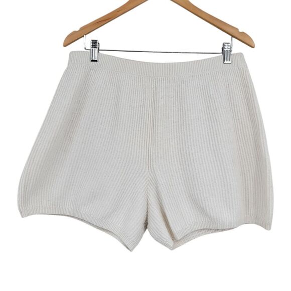 J. Crew Cotton Cashmere Ribbed Shorts Winter or Off White Women's Large